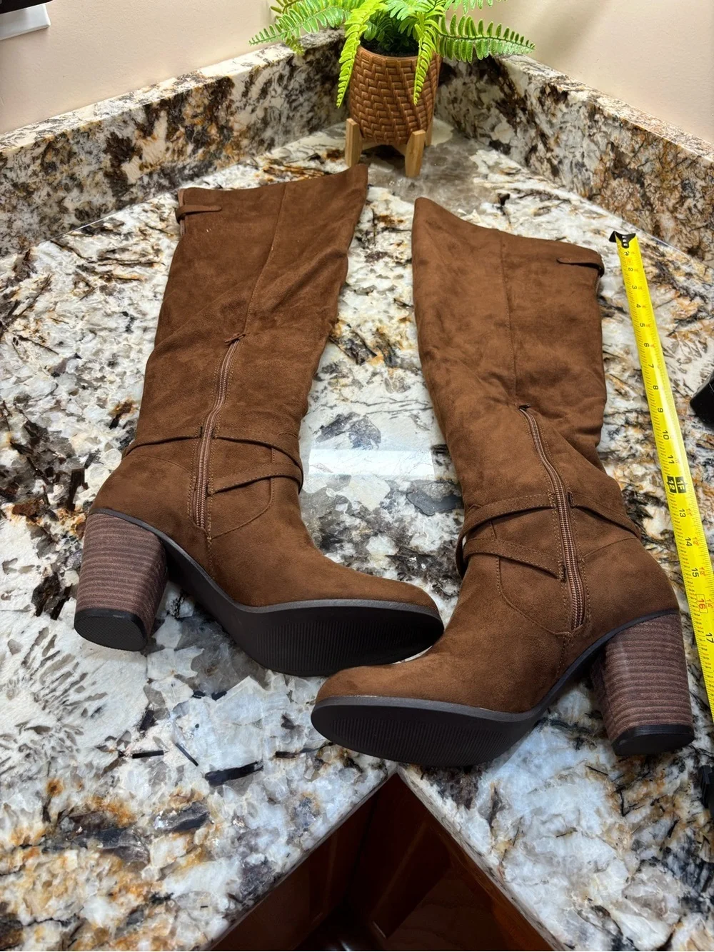 Madden Girl Daallas Brown Over-the-Knee Slouch Boots with Buckle Strap